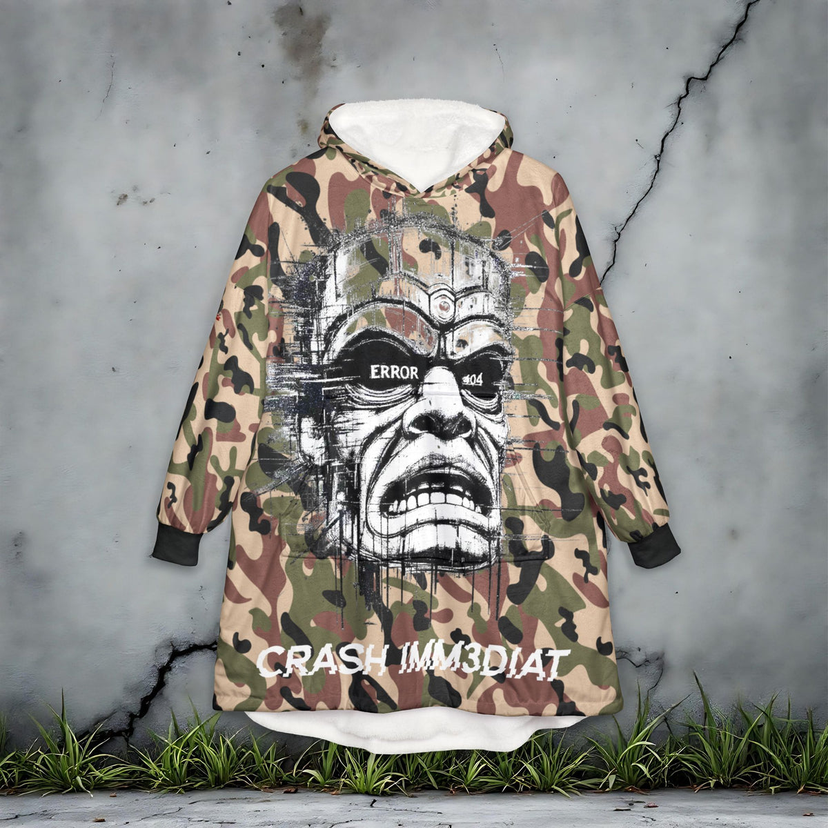 Tiki Glitch &amp; Error Hooded Fleece Blanket