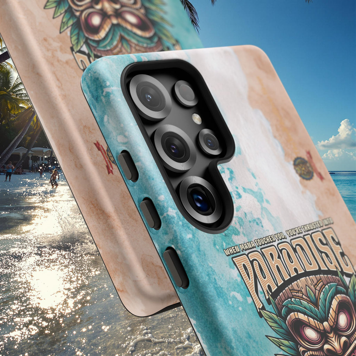 Tahaa – Coque Antichoc Premium « Tiki Féroce » | Design Tribal & Protection Maximale