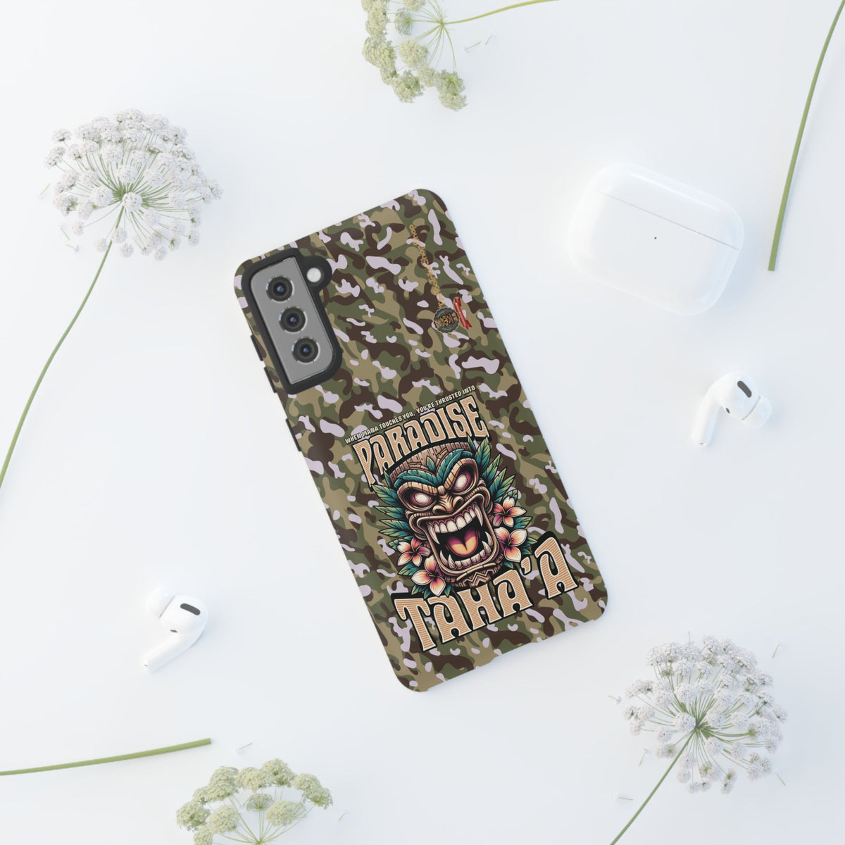 Tahaa – Coque Antichoc Premium « Tiki Féroce » | Design Tribal & Protection Maximale
