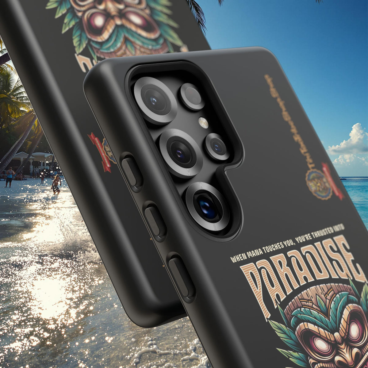 Tahaa – Coque Antichoc Premium « Tiki Féroce » | Design Tribal & Protection Maximale