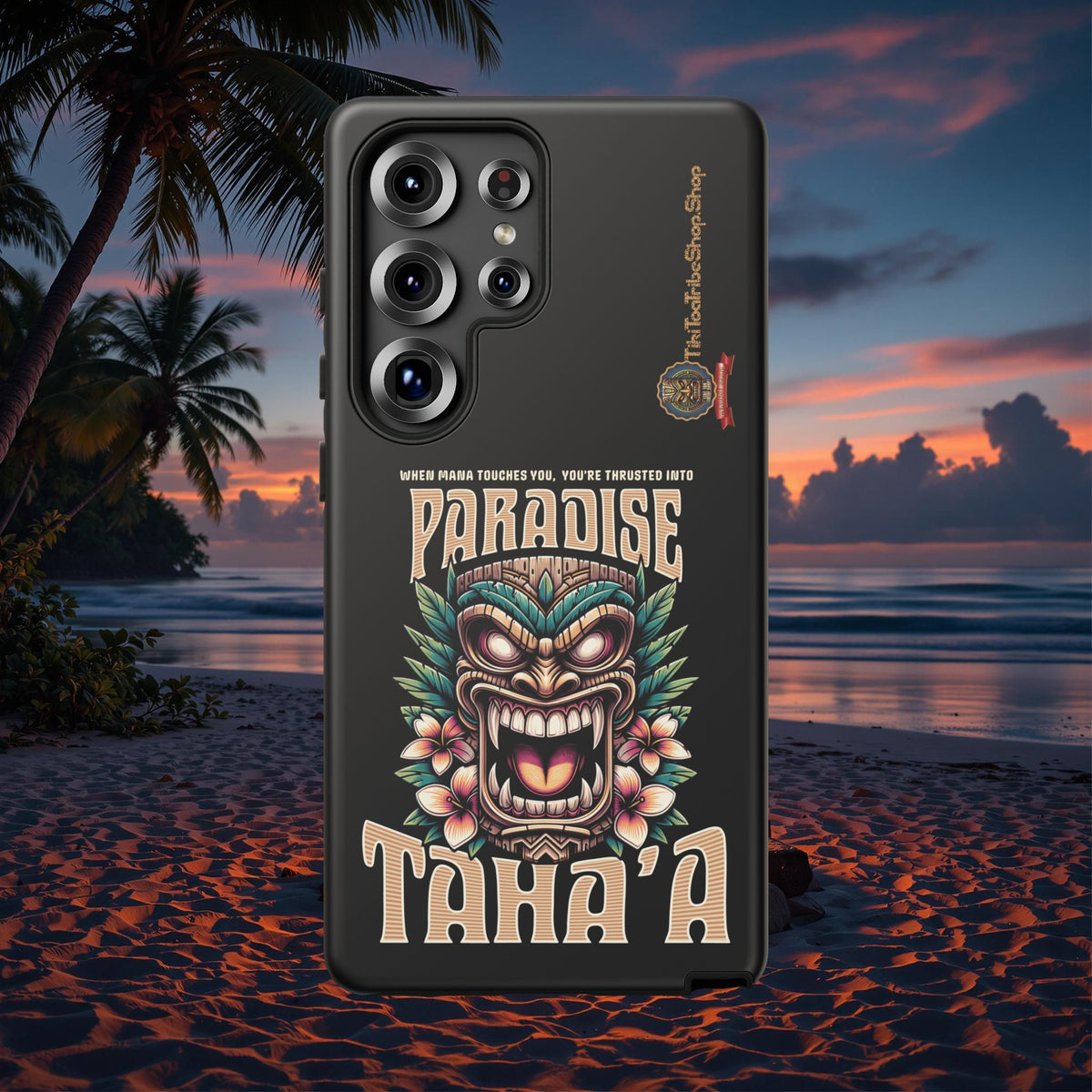 Tahaa – Coque Antichoc Premium « Tiki Féroce » | Design Tribal & Protection Maximale