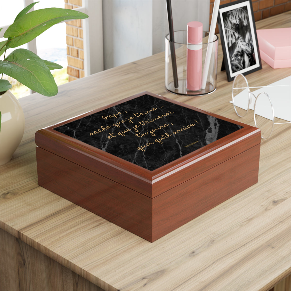 Coffret à Bijoux en bois noble avec carreaux céramique