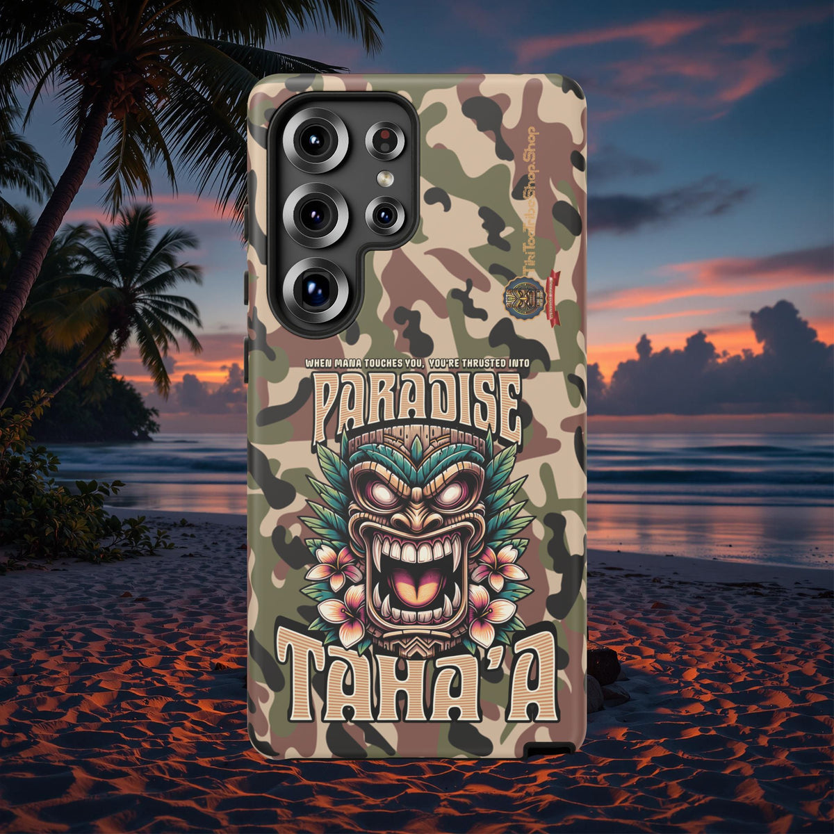 Tahaa – Coque Antichoc Premium « Tiki Féroce » | Design Tribal & Protection Maximale