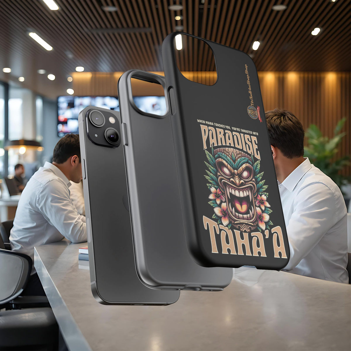 Tahaa – Coque Antichoc Premium « Tiki Féroce » | Design Tribal & Protection Maximale