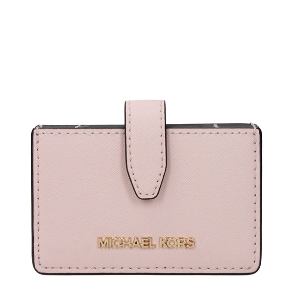 MICHAEL KORS Porte-cartes en Cuir - Rose Poudré Élégant