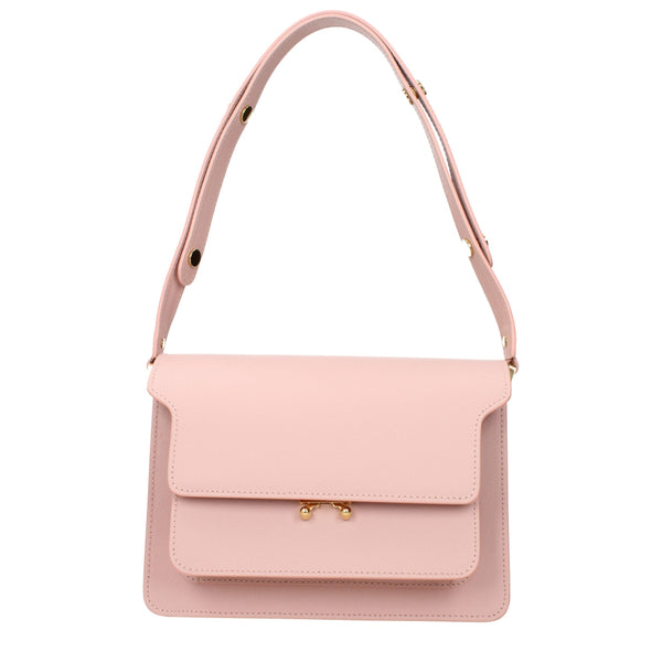MARNI SAC TRUNK EN CUIR SAFFIANO ROSE POUDRÉ