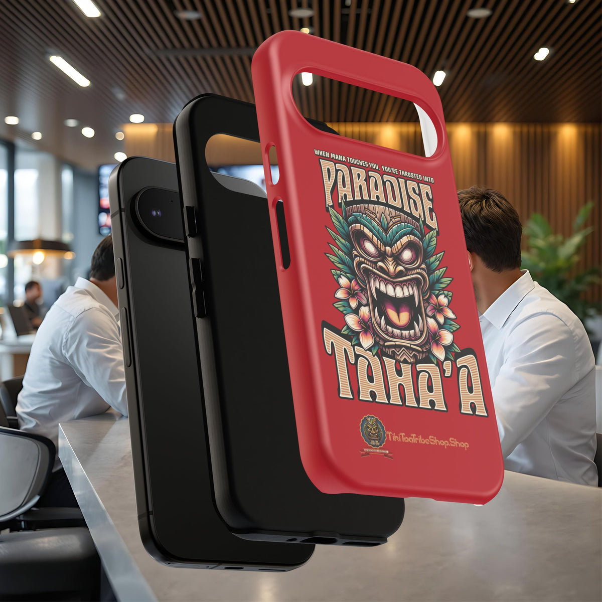 Tahaa – Coque Antichoc Premium « Tiki Féroce » | Design Tribal & Protection Maximale