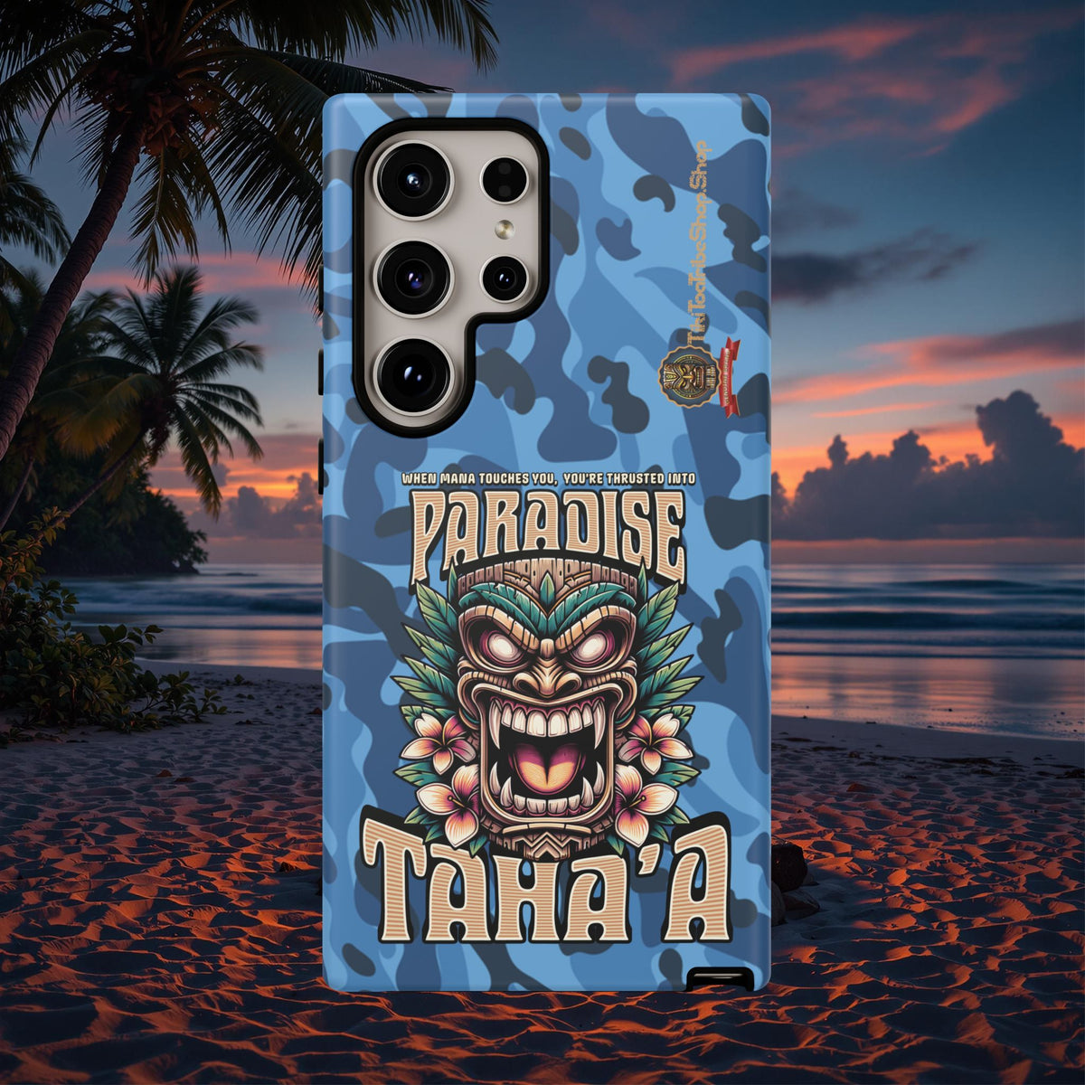 Tahaa – Coque Antichoc Premium « Tiki Féroce » | Design Tribal & Protection Maximale