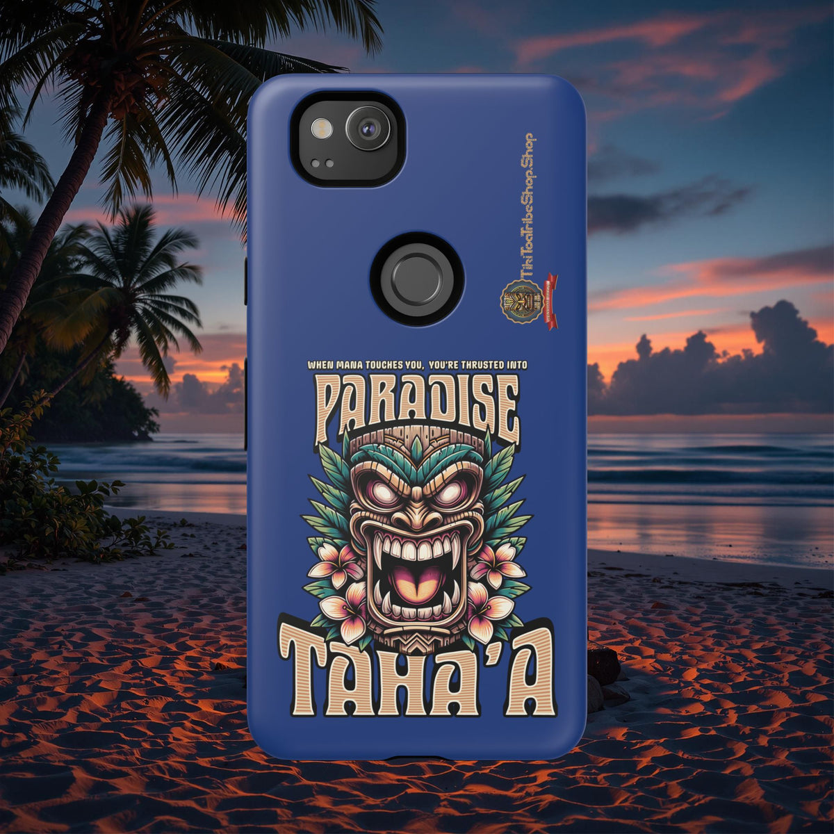 Tahaa – Coque Antichoc Premium « Tiki Féroce » | Design Tribal & Protection Maximale
