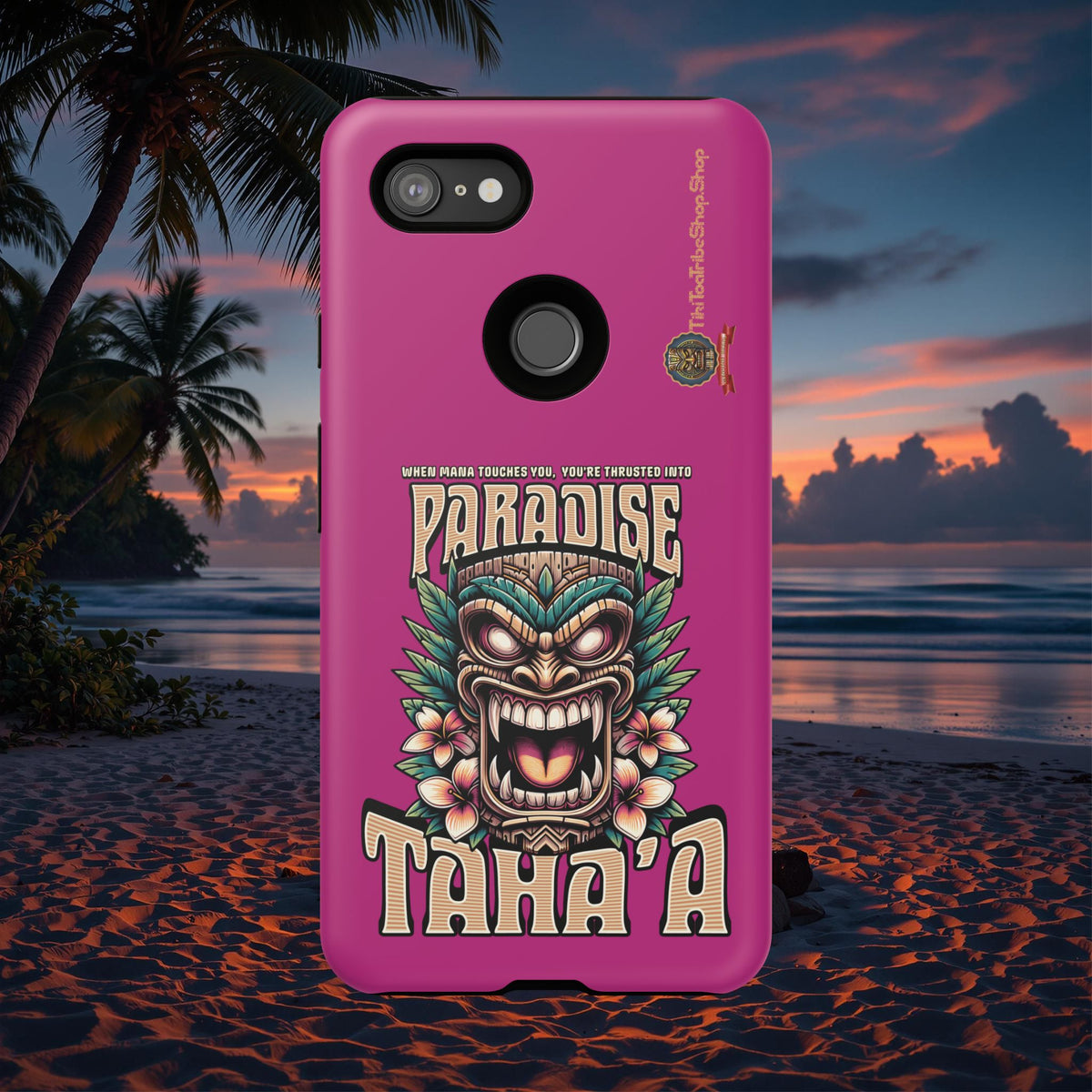Tahaa – Coque Antichoc Premium « Tiki Féroce » | Design Tribal & Protection Maximale