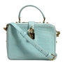 DOLCE & GABBANA - Sac Épaule Vert Menthe Cuir Croco Embossé