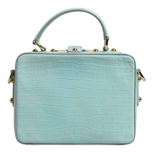 DOLCE &amp; GABBANA - Mint Green Embossed Crocodile Leather Shoulder Bag