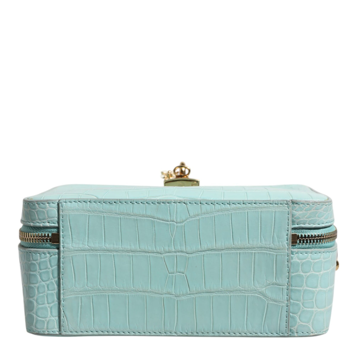 DOLCE & GABBANA - Sac Épaule Vert Menthe Cuir Croco Embossé