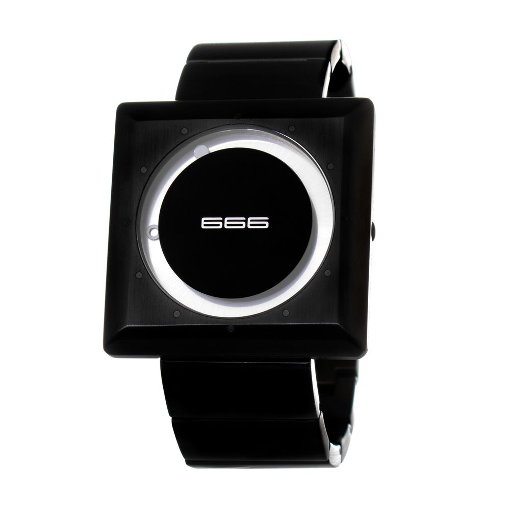 666BARCELONA Square Watch Black Steel Unique Design