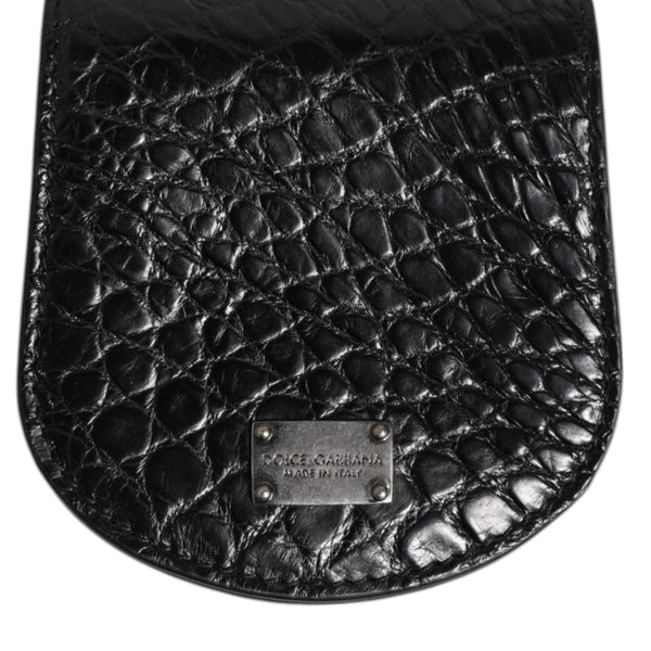 DOLCE &amp; GABBANA Black Caiman Leather Coin Purse