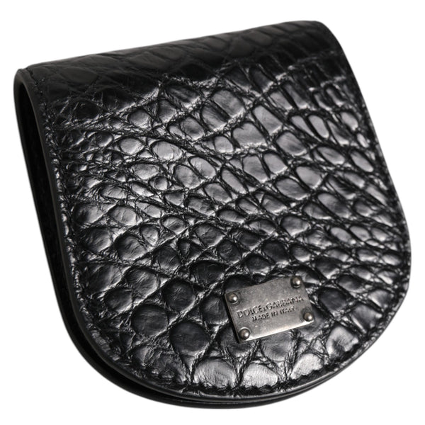 DOLCE &amp; GABBANA Black Caiman Leather Coin Purse