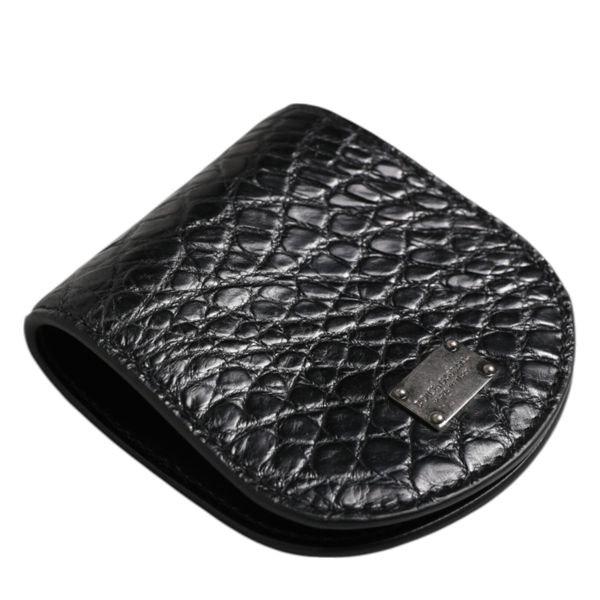 DOLCE & GABBANA Porte-monnaie en Cuir de Caiman Noir