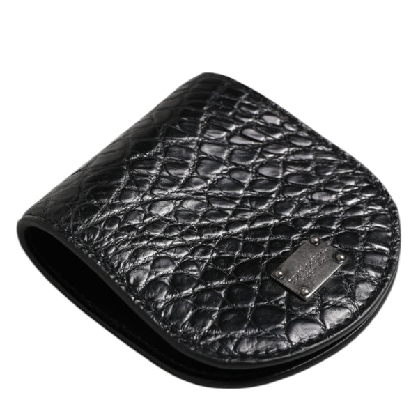DOLCE &amp; GABBANA Black Caiman Leather Coin Purse