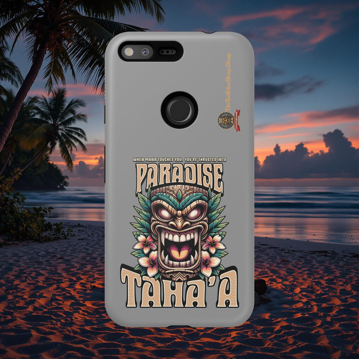 Tahaa – Coque Antichoc Premium « Tiki Féroce » | Design Tribal & Protection Maximale