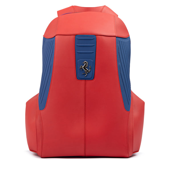 Ferrari Red Leather Technical Backpack