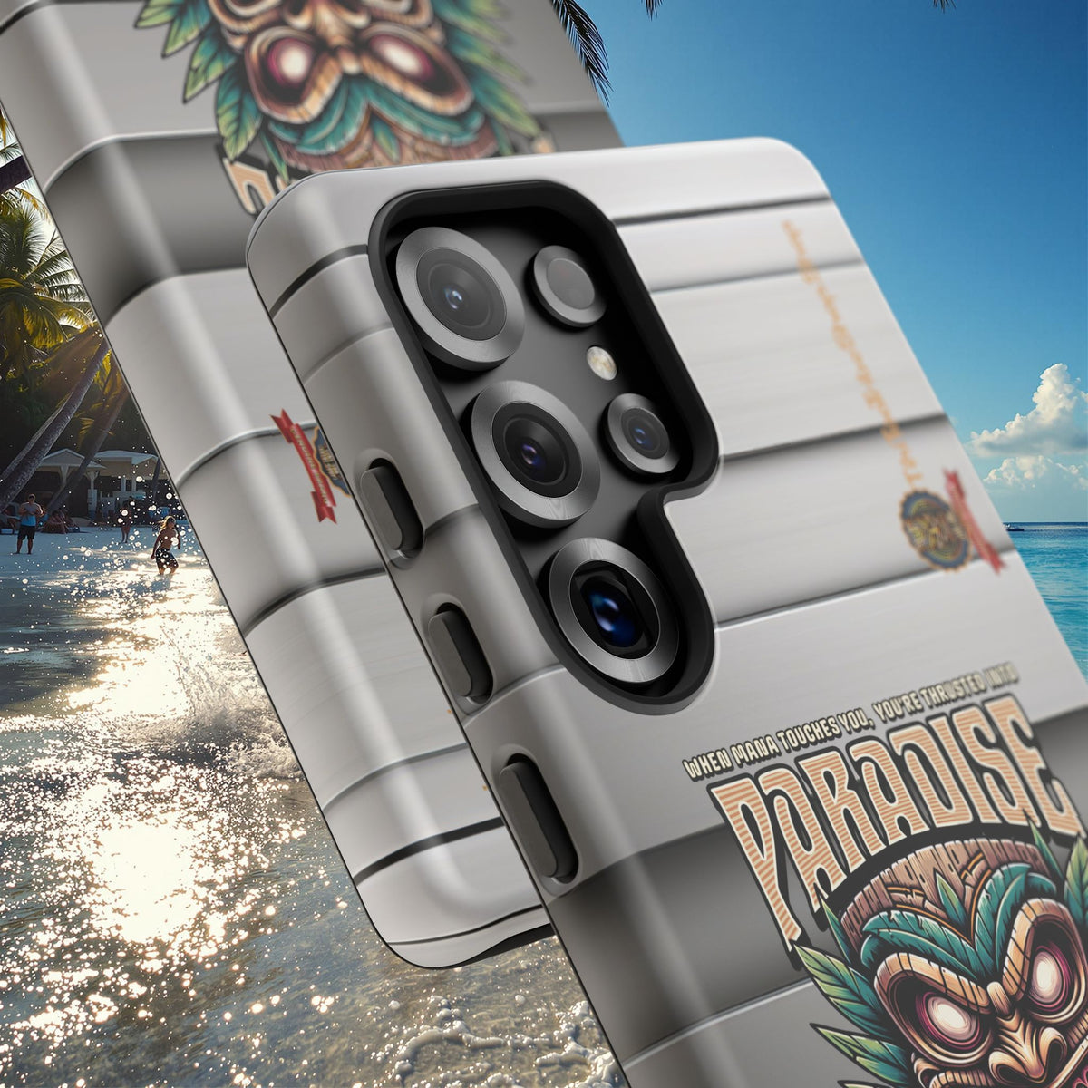 Tahaa – Coque Antichoc Premium « Tiki Féroce » | Design Tribal & Protection Maximale