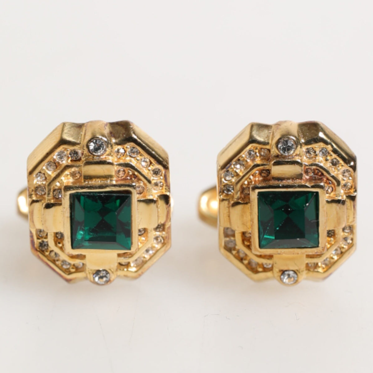 DOLCE & GABBANA Boutons de Manchette de Luxe Argent Sterling - Cristal Vert