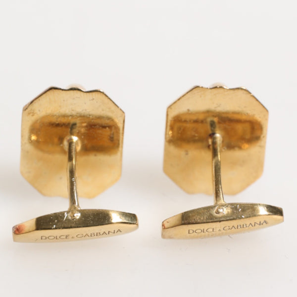 DOLCE & GABBANA Boutons de Manchette de Luxe Argent Sterling - Cristal Vert
