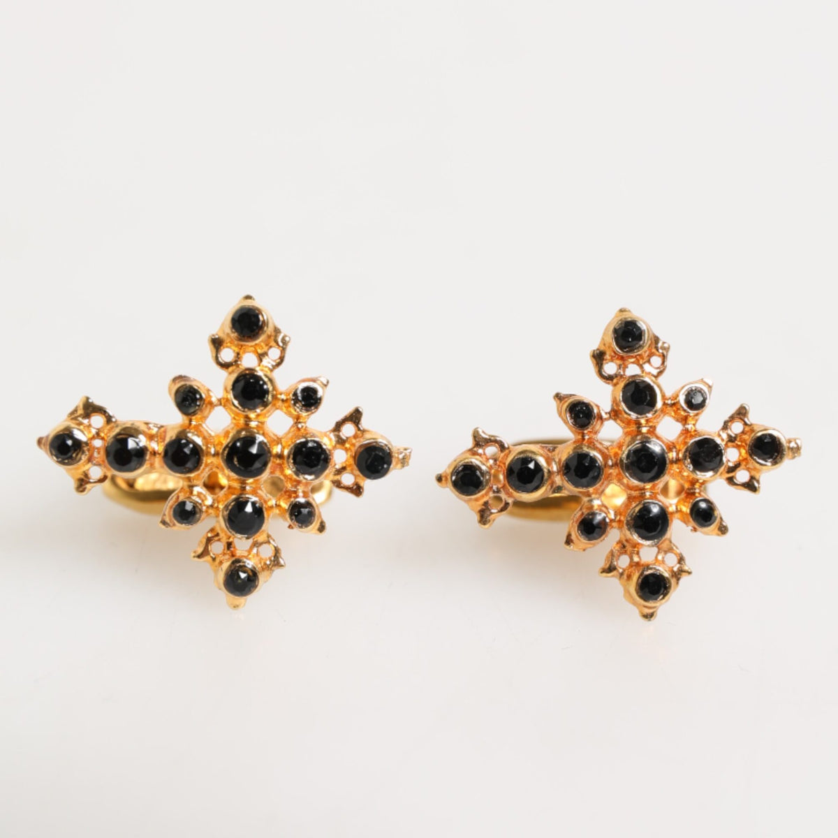 DOLCE & GABBANA Boutons de Manchette Croix & Cristal Noir - Laiton Doré