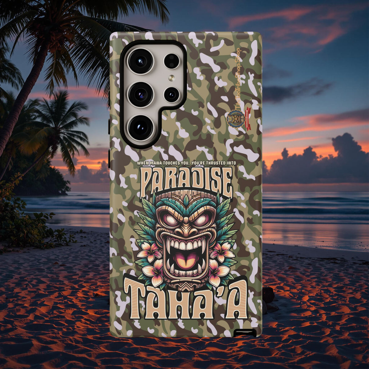 Tahaa – Coque Antichoc Premium « Tiki Féroce » | Design Tribal & Protection Maximale