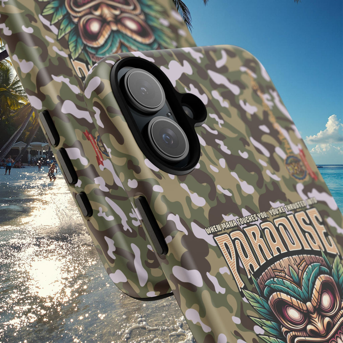 Tahaa – Coque Antichoc Premium « Tiki Féroce » | Design Tribal & Protection Maximale