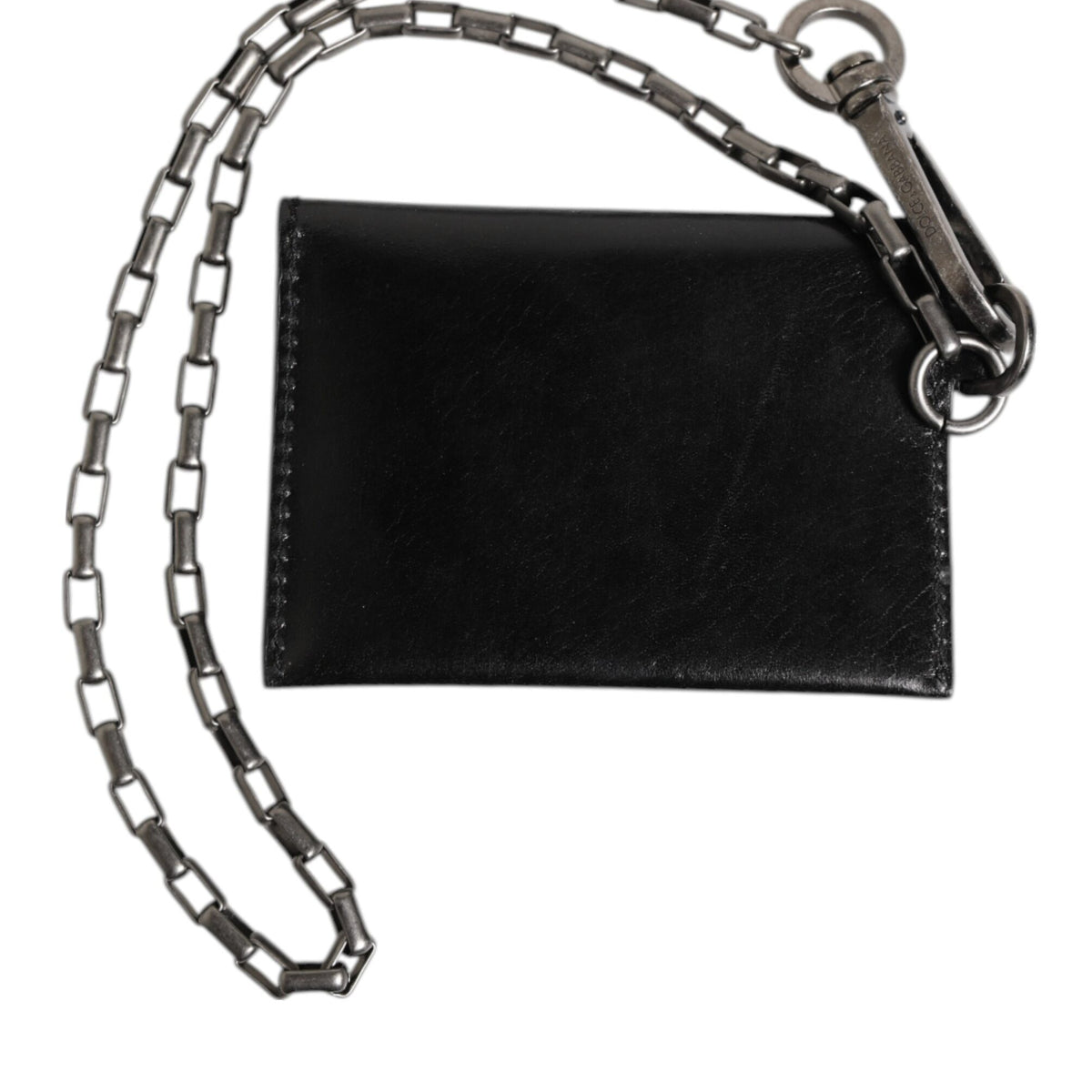 DOLCE & GABBANA Portefeuille Noir avec Chaîne | Maroquinerie de Luxe Vintage