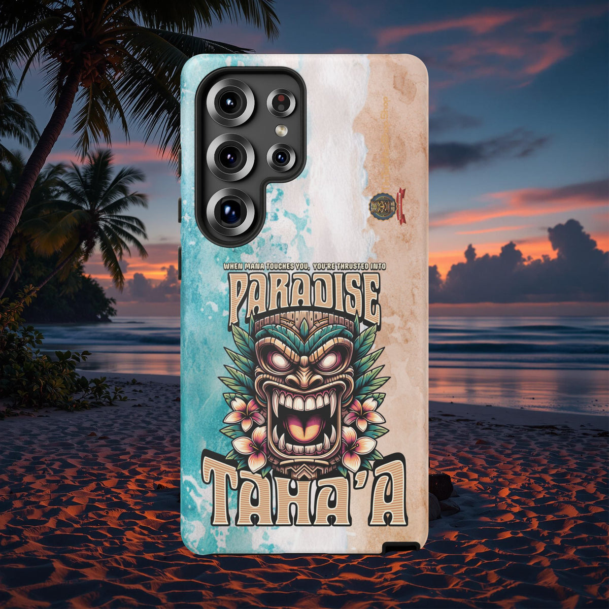 Tahaa – Coque Antichoc Premium « Tiki Féroce » | Design Tribal & Protection Maximale