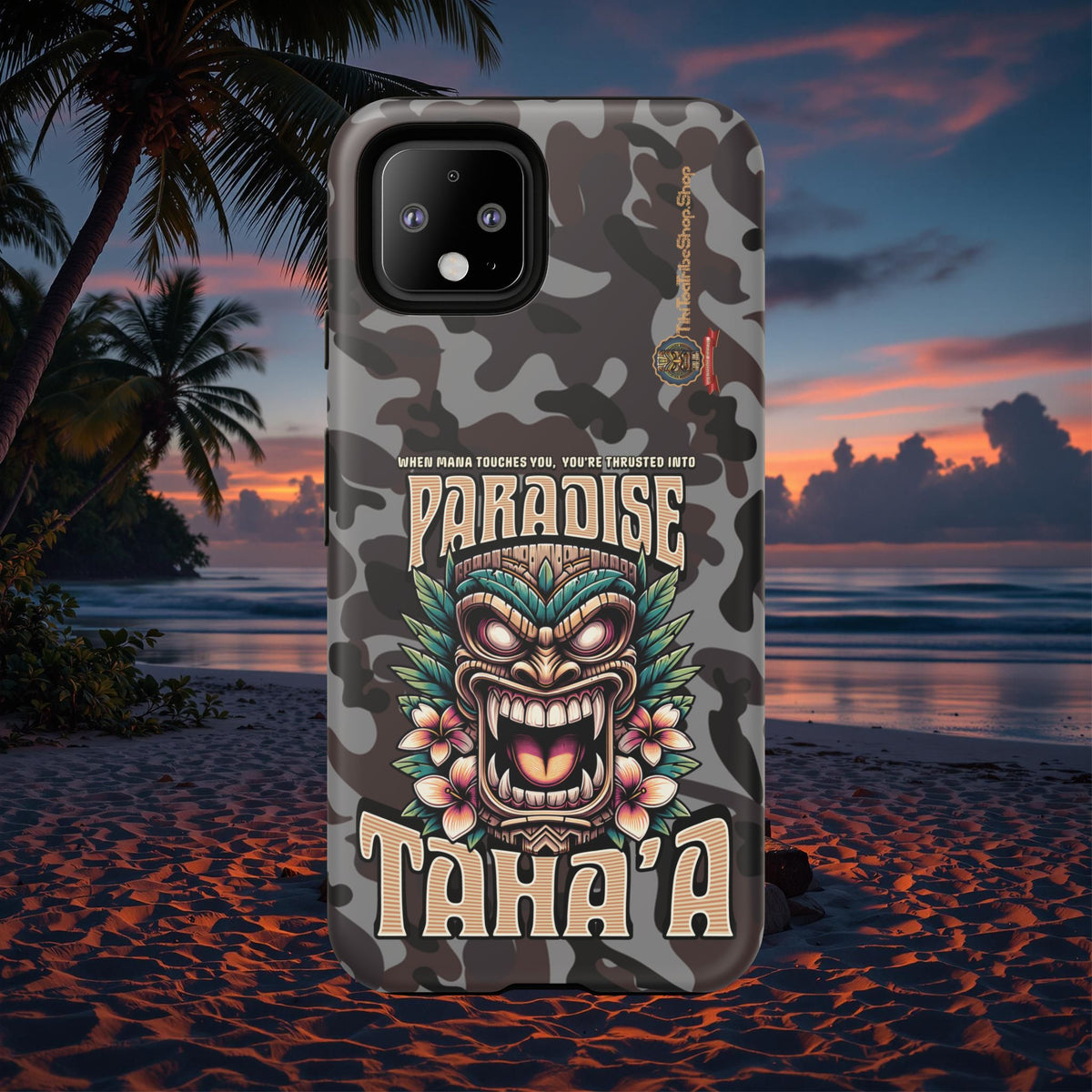 Tahaa – Coque Antichoc Premium « Tiki Féroce » | Design Tribal & Protection Maximale