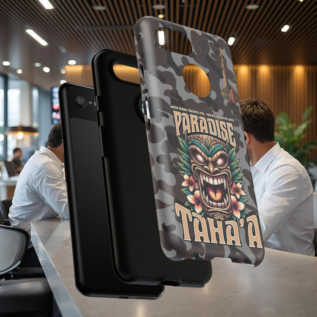 Tahaa – Coque Antichoc Premium « Tiki Féroce » | Design Tribal & Protection Maximale