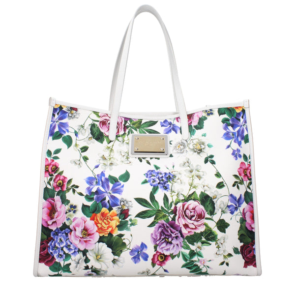DOLCE & GABBANA Grand sac porté épaule en tissu fleuri et cuir de veau – Élégance italienne