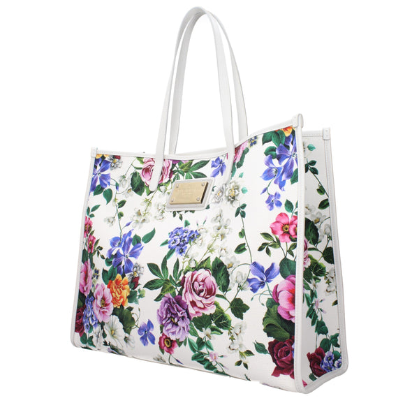 DOLCE & GABBANA Grand sac porté épaule en tissu fleuri et cuir de veau – Élégance italienne
