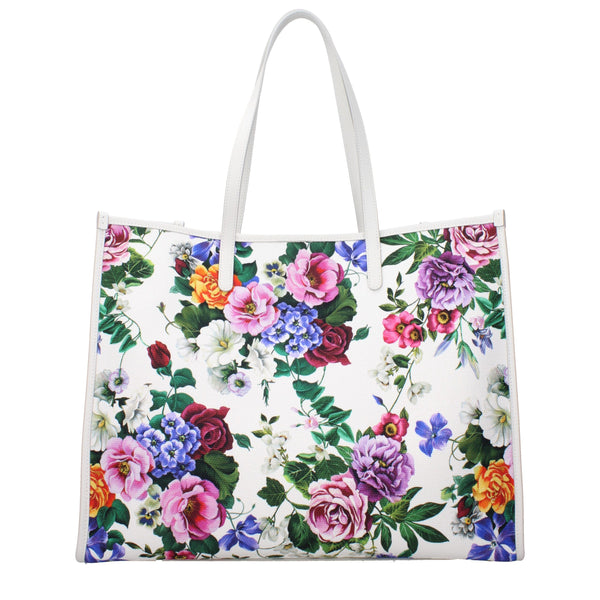 DOLCE & GABBANA Grand sac porté épaule en tissu fleuri et cuir de veau – Élégance italienne