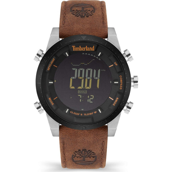 TIMBERLAND MONTRE ANALOGIQUE-DIGITALE HOMME BRACELET CUIR MARRON BAROMÈTRE