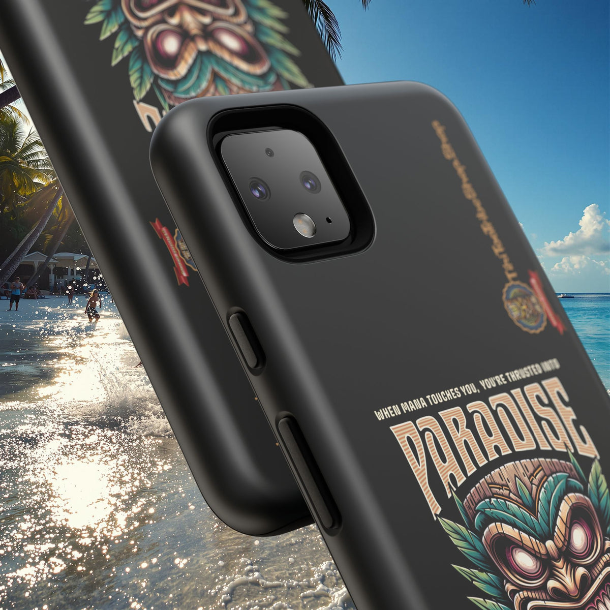 Tahaa – Coque Antichoc Premium « Tiki Féroce » | Design Tribal & Protection Maximale