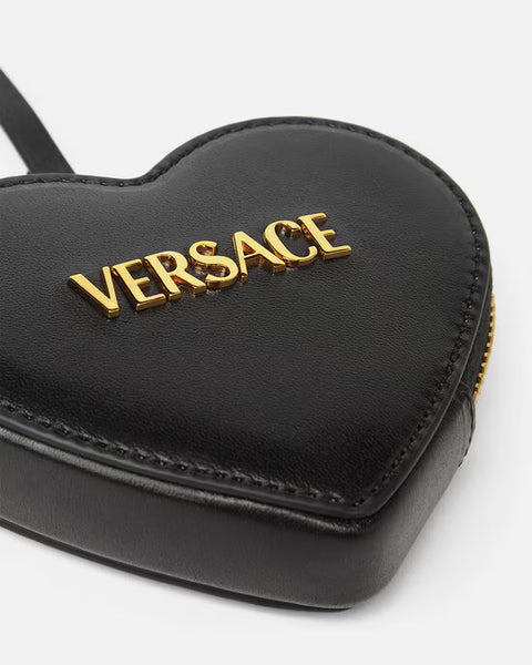 VERSACE Porte-Monnaie Cœur en Cuir Nappa Zippé