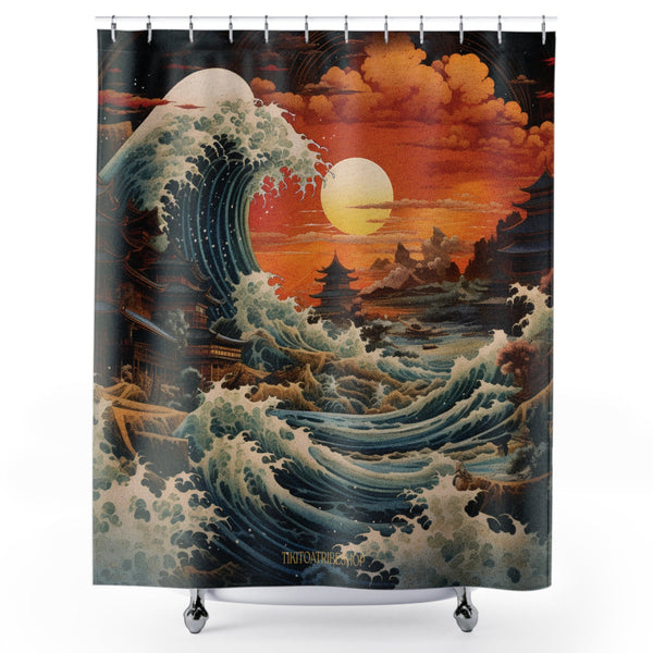 Onde Écarlate - Inspiration Hokusai & Soleil Levant