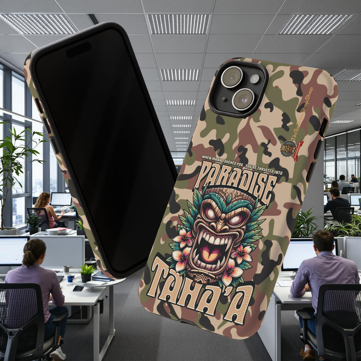 Tahaa – Coque Antichoc Premium « Tiki Féroce » | Design Tribal & Protection Maximale