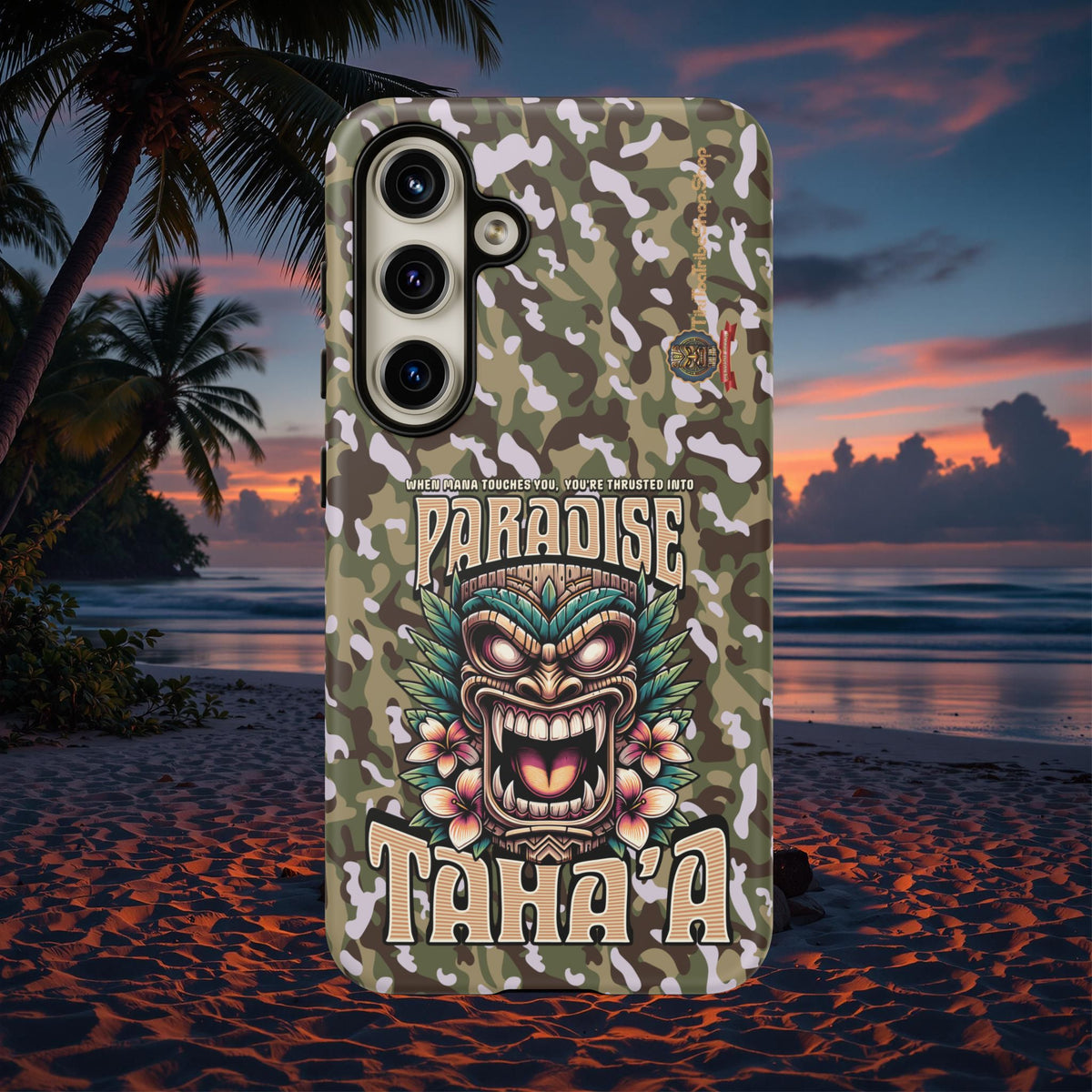 Tahaa – Coque Antichoc Premium « Tiki Féroce » | Design Tribal & Protection Maximale