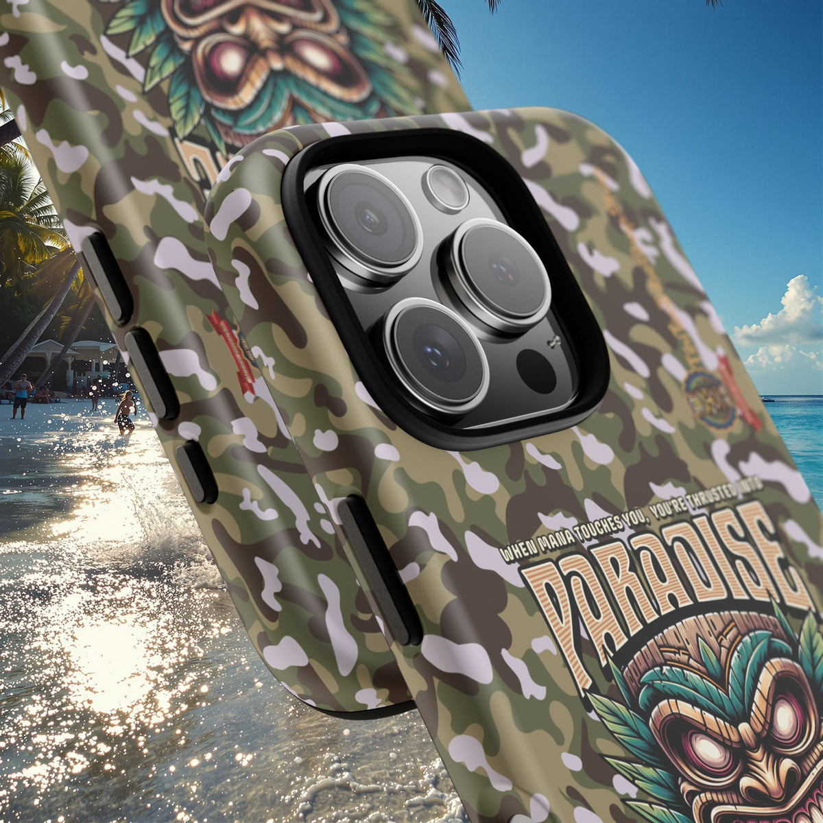 Tahaa – Coque Antichoc Premium « Tiki Féroce » | Design Tribal & Protection Maximale