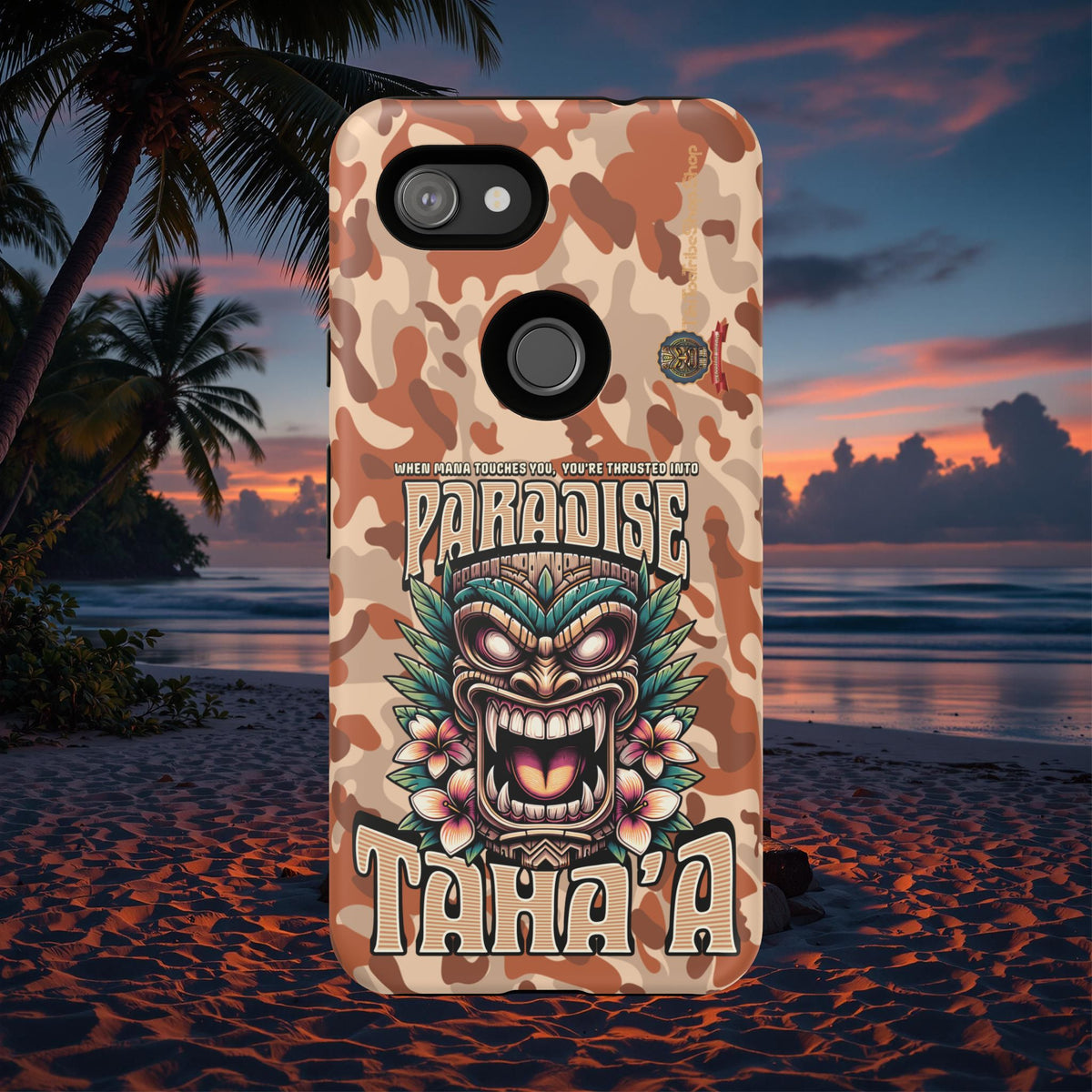 Tahaa – Coque Antichoc Premium « Tiki Féroce » | Design Tribal & Protection Maximale