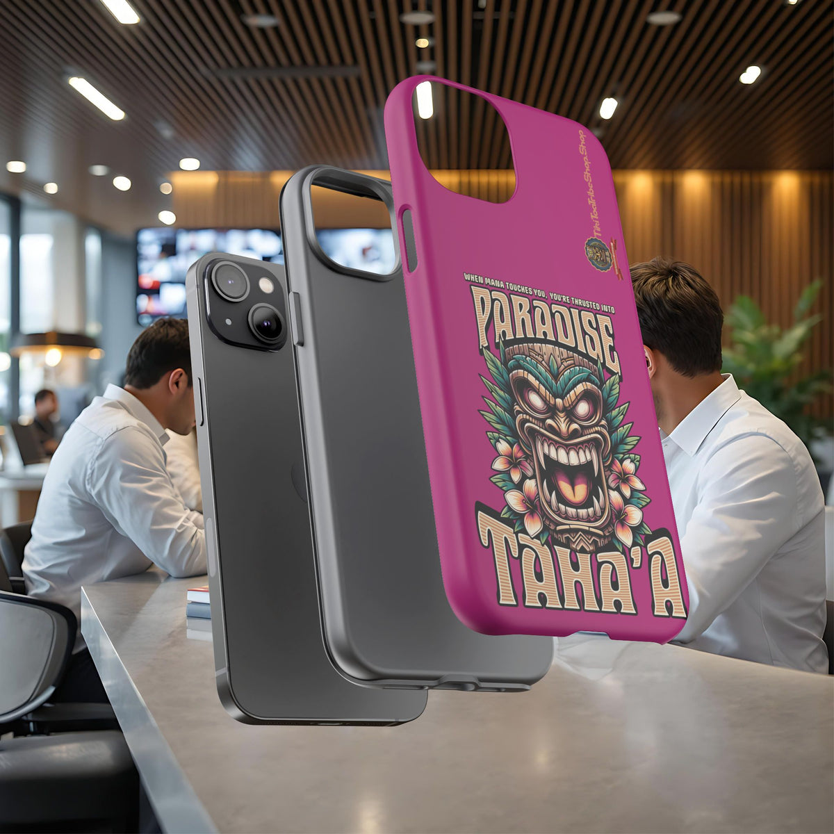 Tahaa – Coque Antichoc Premium « Tiki Féroce » | Design Tribal & Protection Maximale