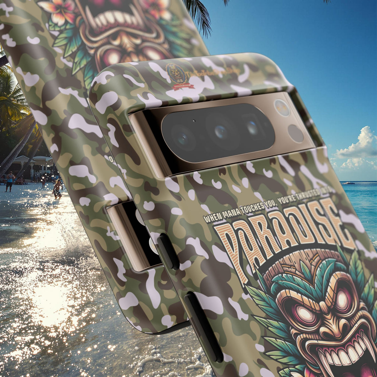 Tahaa – Coque Antichoc Premium « Tiki Féroce » | Design Tribal & Protection Maximale