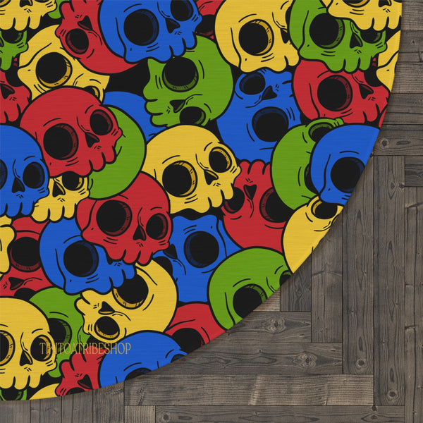 Tapis Rond, Tête à Tête Multicolore– “Pop Skull Party”