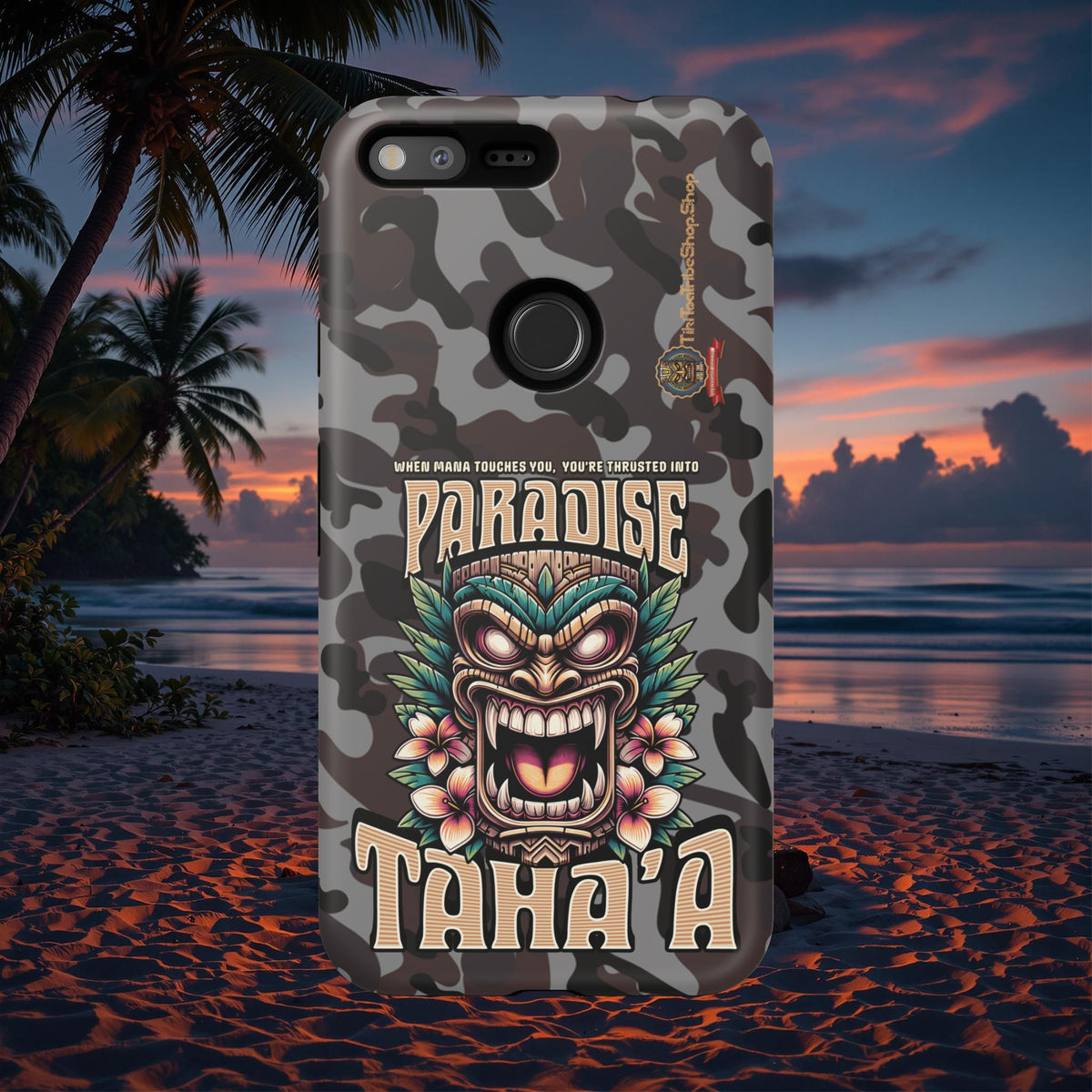 Tahaa – Coque Antichoc Premium « Tiki Féroce » | Design Tribal & Protection Maximale