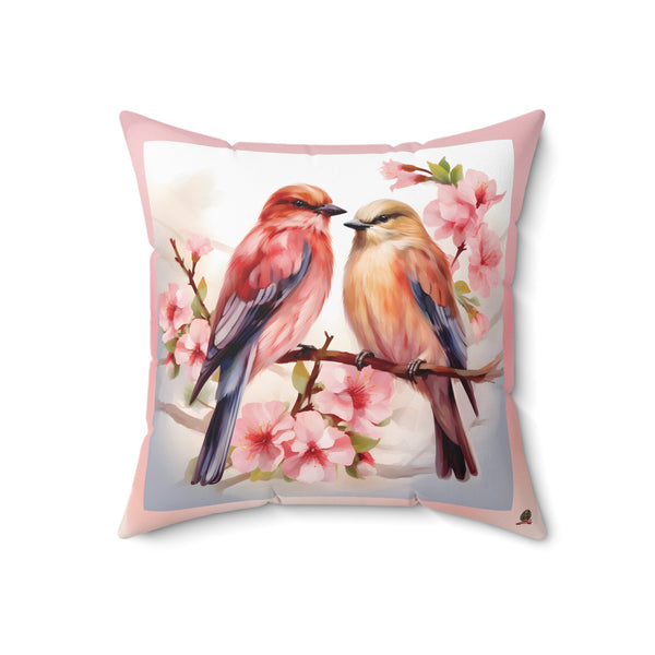 Oiseaux sur une branche de cerisier